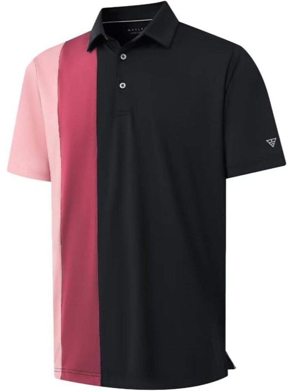 MensBlackGolf Polo Shirt Dry Fit Short Sleeve Color Block Wick Tee